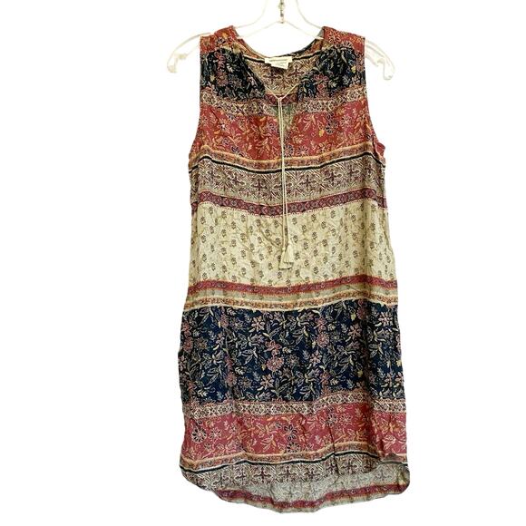BeachLunchLounge Boho Tunic Sleeveless Tank Mini Dress Tassels - S - Picture 1 of 10